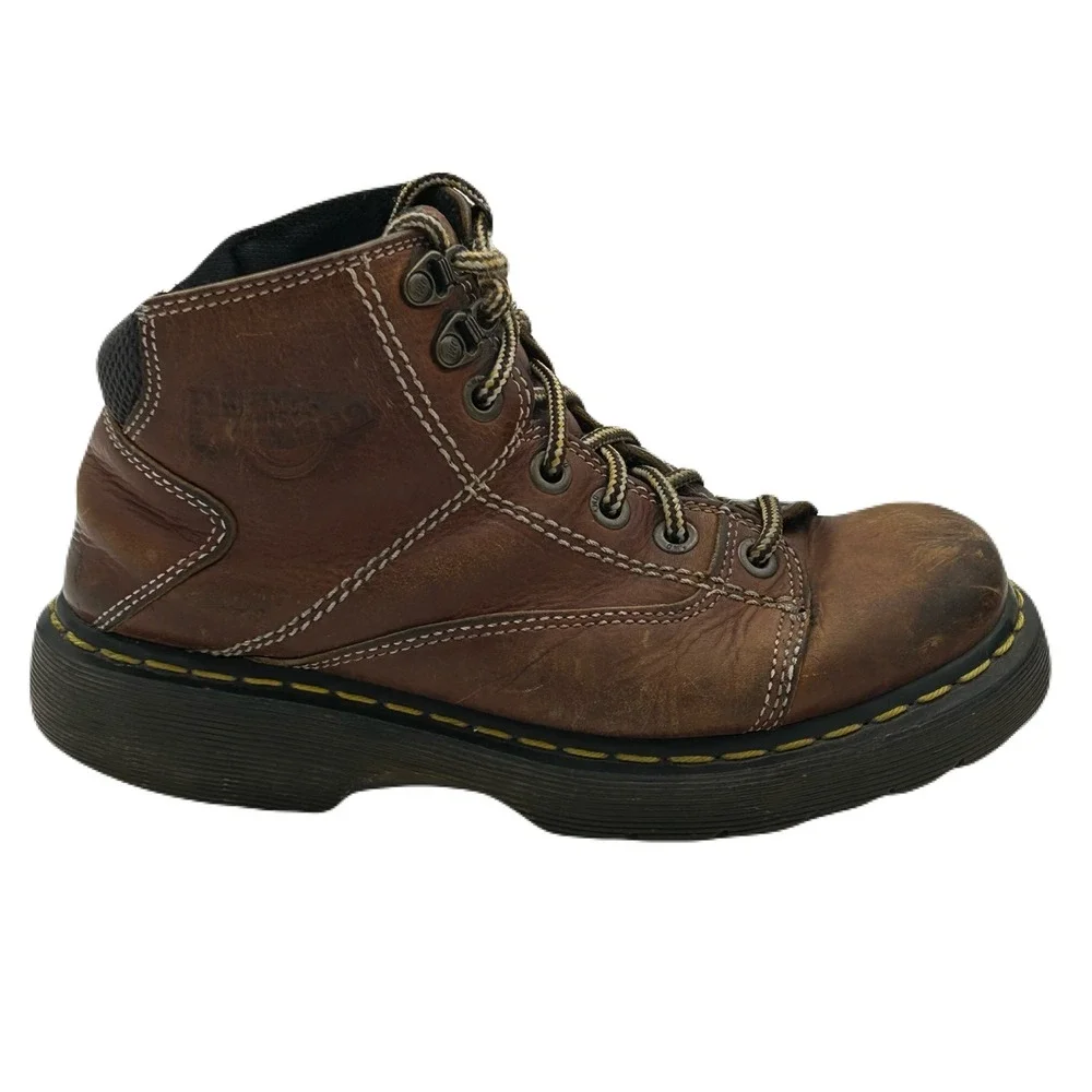 Dr Doc Martens Mens Leather Work Utility Boots US 7 Y2K Distressed Brown  8A07